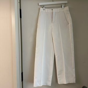 Zara Woman Studio White Textured Trousers